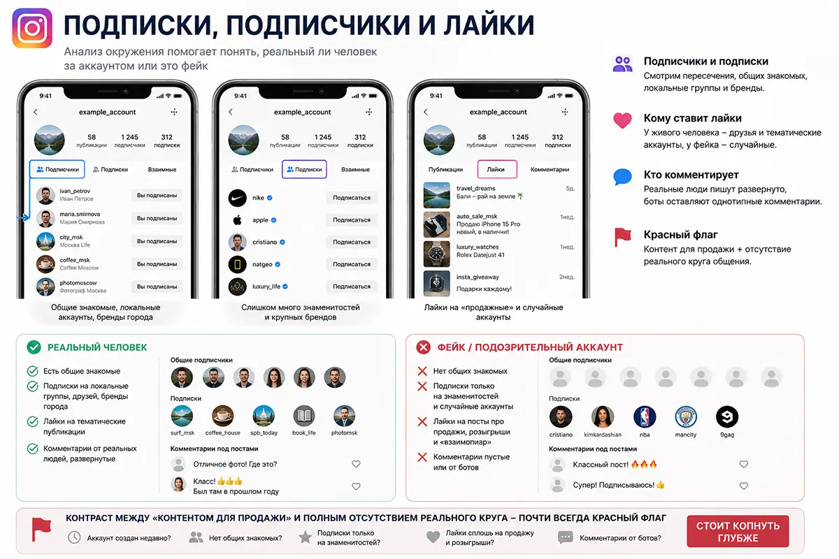 Подписки, подписчики и лайки